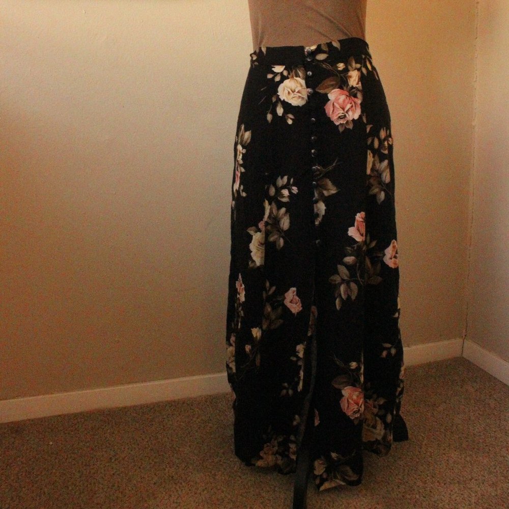 Express dark floral button up maxi